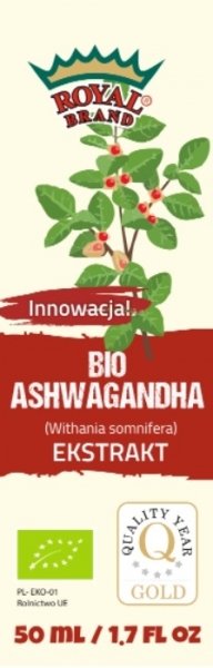 BIO EKSTRAKT Z ASHWAGANDHY W KROPLACH  50ml - ROYAL BRAND