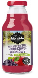 SOK JABŁKOWO-ARONIOWY BUTELKA 330ml SADY WINCENTA