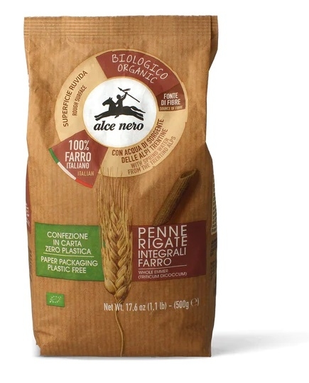 MAKARON (PŁASKURKA RAZOWY) PENNE BIO 500 g - ALCE NERO