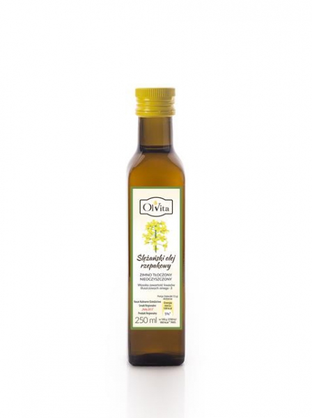 OLEJ RZEPAKOWY ZIMNOTŁOCZONY 250ml - OLVITA