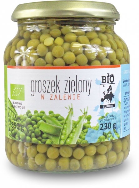 BIO GROSZEK ZIELONY W ZALEWIE 350g słoik - BIO PLANET